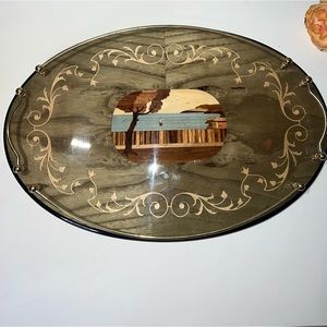 Sorrento Italy Inlaid Wooden Lacquered Serving Tray 18.8”x12”